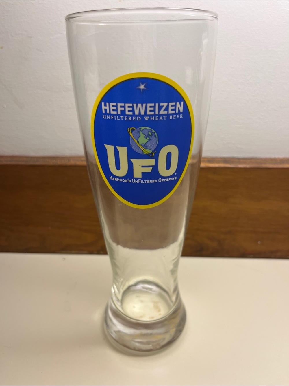 UFO Hefeweizen Branded Pilsner Glass - Blue/Yellow Logo
